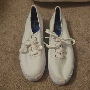 Keds Off-White Canvas Lace-Up Sneakers